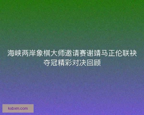 海峡两岸象棋大师邀请赛谢靖马正伦联袂夺冠精彩对决回顾